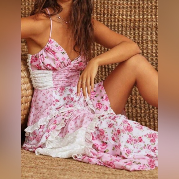 ALTAR’D STATE Chic Pink and White Floral Maxi Dress - Picture 4 of 11